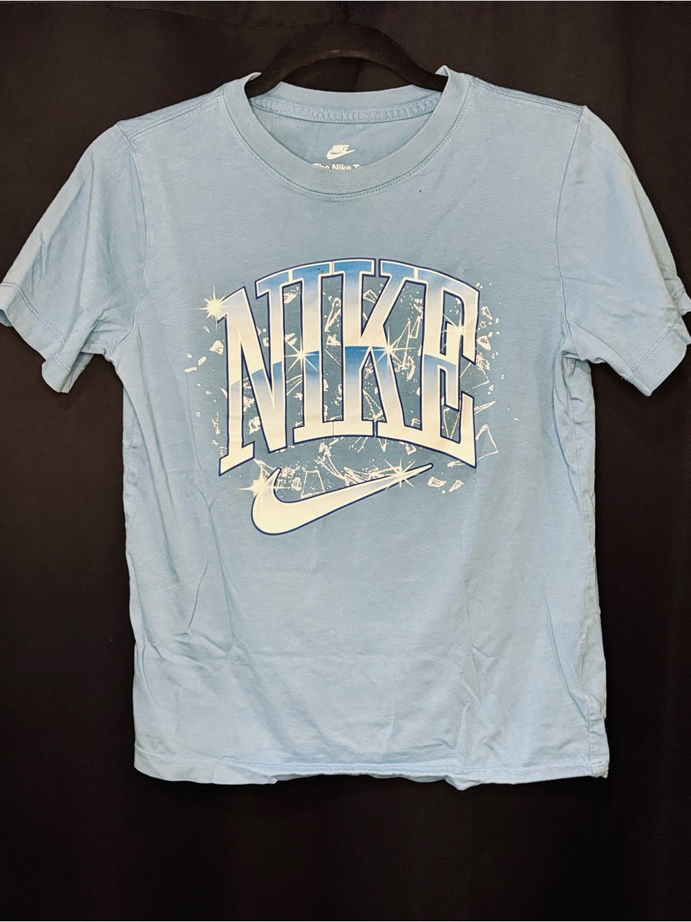 Nike Boys Light Blue Logo Graphic T-Shirt